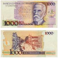 (1987-1988) Банкнота Бразилия 1987-1988 год 1 000 крузадо "Мачадо де Ассис"   XF